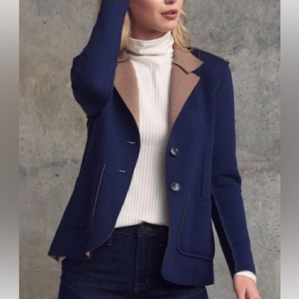 Lola & Sophie Navy and Tan Women's Jacket